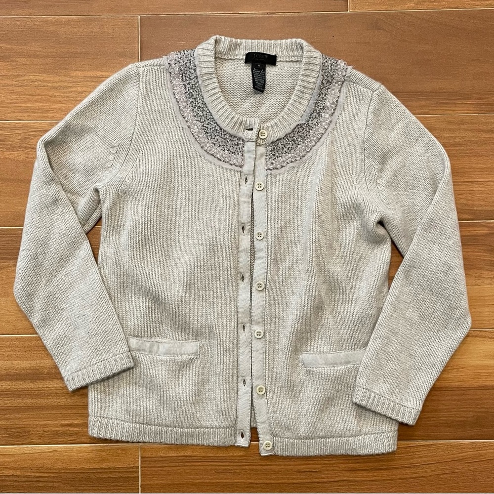 J. Crew Collection Cashmere Sweater/Cardigan with beading.  Size M